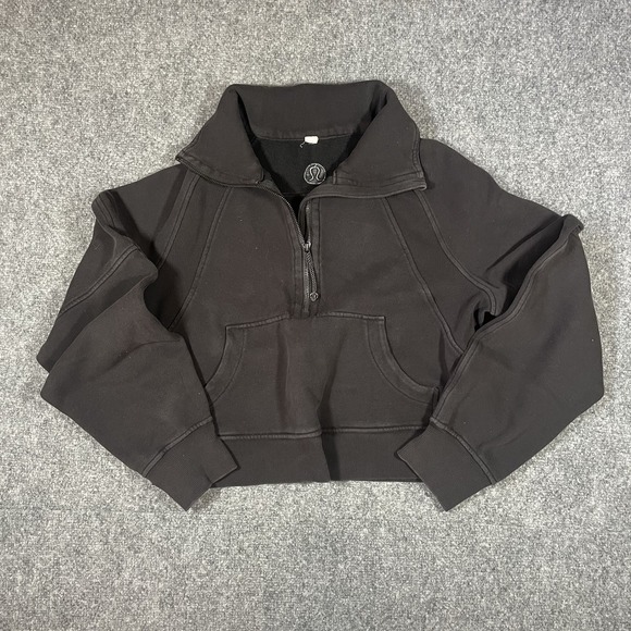 lululemon athletica Tops - Lululemon 1/2 Zip Scuba Pullover Size XS/S Black Cropped Sweatshirt Boxy Fit Top